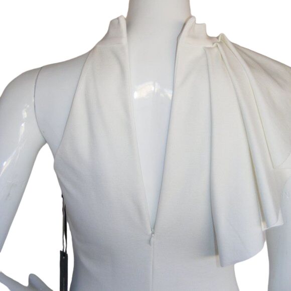 new LULUS Au Revoir Bodycon Dress, S, Asym Ruffle shoulder, Ivory - Picture 9 of 14